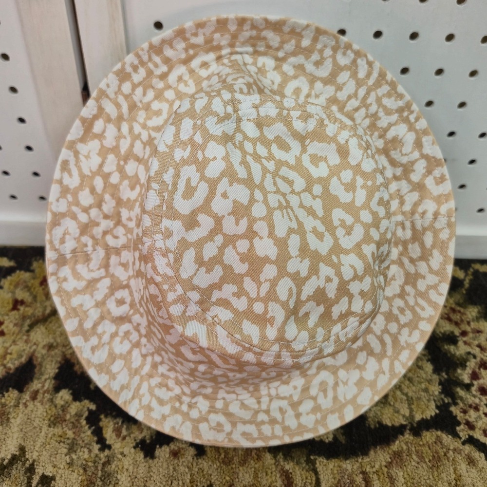 J.Crew Tan White Leopard Print Cotton Bucket Hat Sun Hat S/M